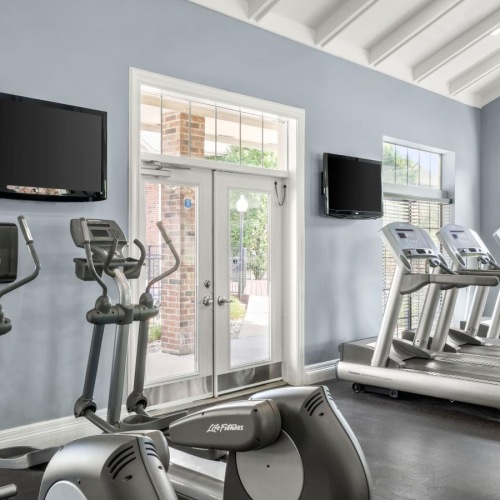 a gym with exercise equipment